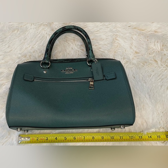 Coach Rowan Satchel - Snake Embossed/Dark Turquoise - Picture 16 of 17
